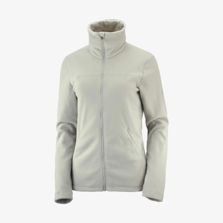 Light Grey Salomon Essential Cosy Fleece Full Zip Women's Jackets | IE LU1928